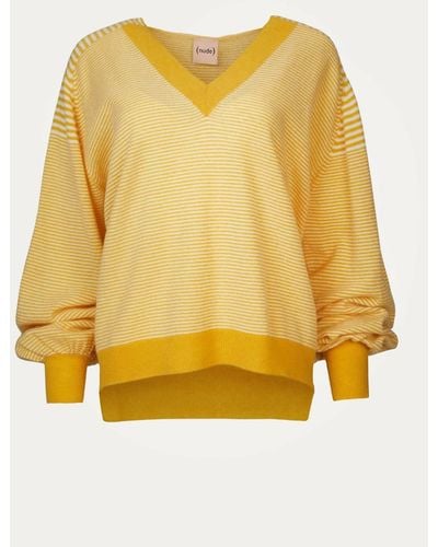 Nude V-neck Sweater - Yellow