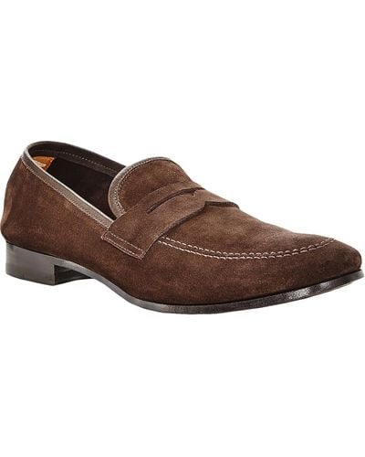 The Men's Store Suede Slip On Loafers - Brown