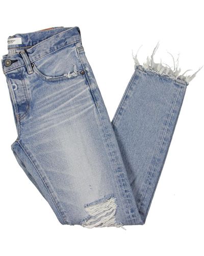 Moussy May Mid-rise Destroyed Tapered Leg Jeans - Blue