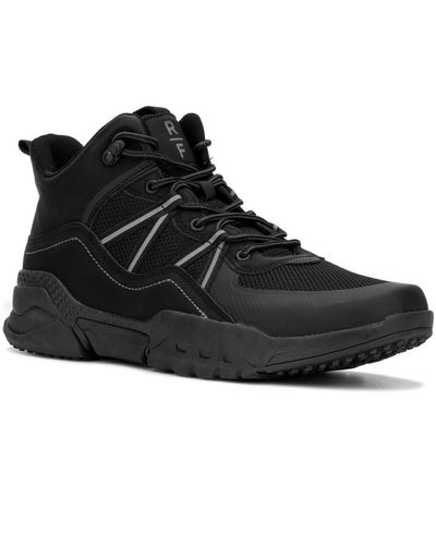 Reserved Footwear Faux Leather Lace-up Hiking Boots - Black