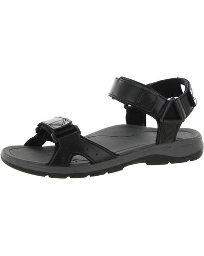 Vionic Leo Leather Strappy Off-road Sandals - Black