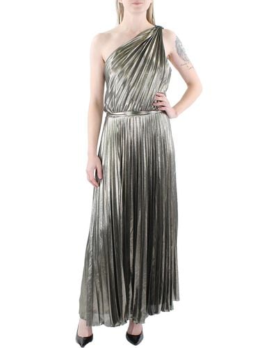Lauren by Ralph Lauren Belted Long Evening Dress - Metallic