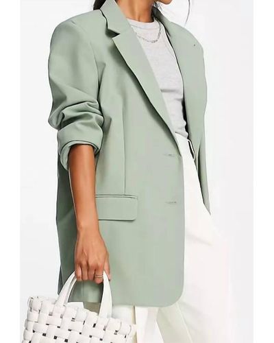 ASOS Oversized Boxy Grandad Blazer In Sage - Green