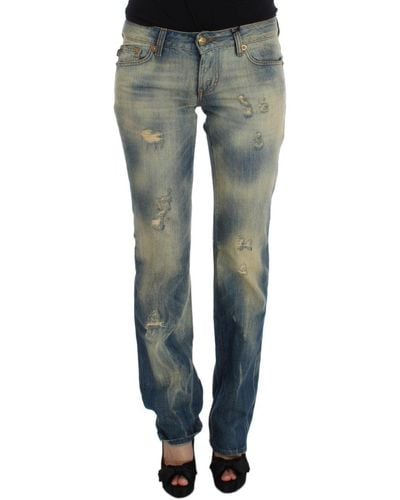 Cavalli Blue Wash Cotton Slim Fit Bootcut Jeans - Gray