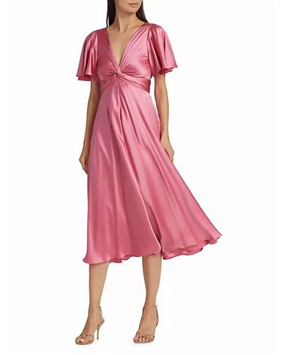 Prabal Gurung Twisted Silk Midi Dress - Pink