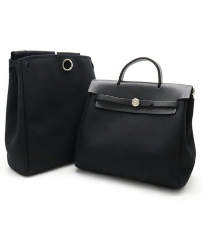 Hermès Ale Leather Backpack Bag (pre-owned) - Black