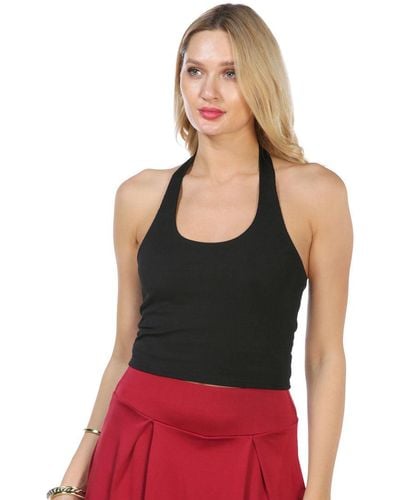 LONDON RAG Halter Neck Knitted Top - Red