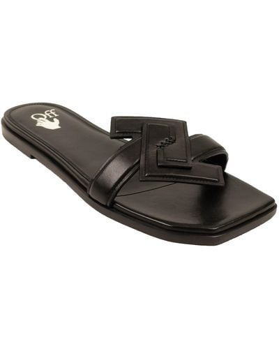 Off-White c/o Virgil Abloh Leather Arrow Flat Sandals - Black