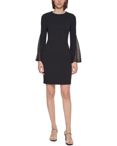 Calvin Klein Petites Panel Knee-length Sheath Dress - Black