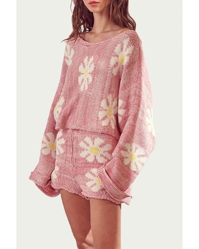 Storia Oversized Retro Cotton-blend Sweater - Pink