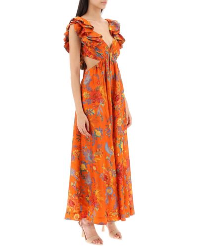 Zimmermann 'ginger' Dress With Cut-outs - Orange