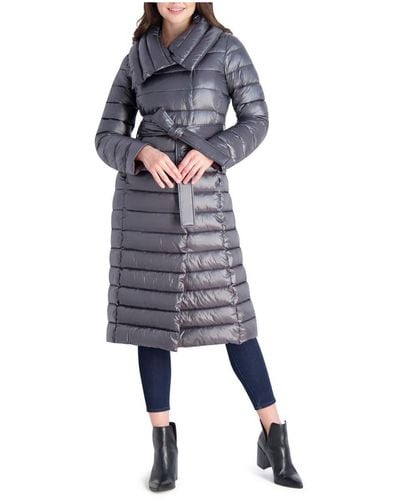 Via Spiga Quilted Long Puffer Jacket - Blue