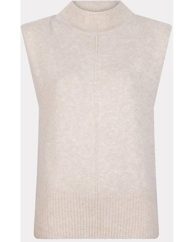 EsQualo Sweater Sleeveless Col Shoulder Pads - White