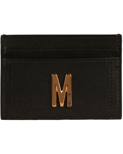 Moschino M-plaque Leather Card Holder - Black