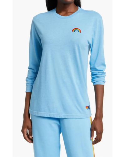 Aviator Nation Rainbow Embroidery Ls Tee - Blue