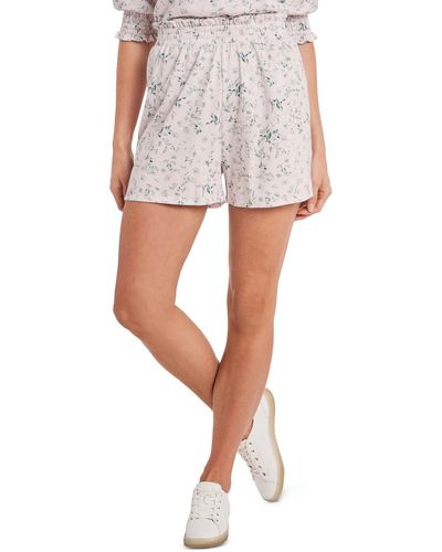Cece Printed Knit Casual Shorts - White