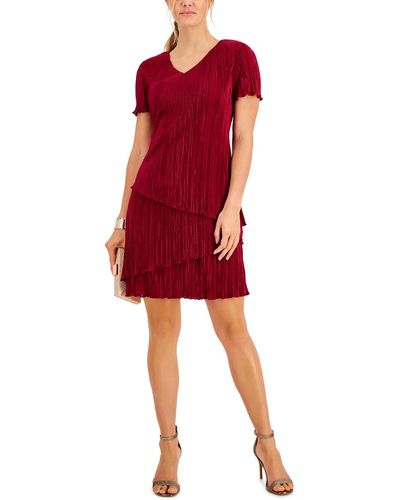 Connected Apparel Petites Tie Cocktail Dress - Red