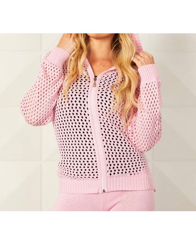 French Kyss Crochet Zip Hoodie - Pink