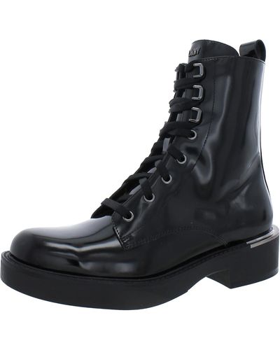 DKNY Patent Leather Casual Combat & Lace-up Boots - Black