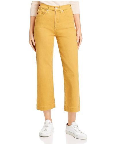 7 For All Mankind Alexa Wide Leg High Waist Cropped Jeans - Yellow