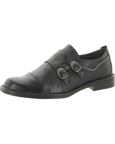 Josef Seibel Leather Buckle Loafers - Black
