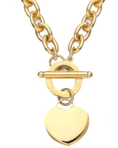 Liv Oliver 18k Heart Charm Necklace - Metallic