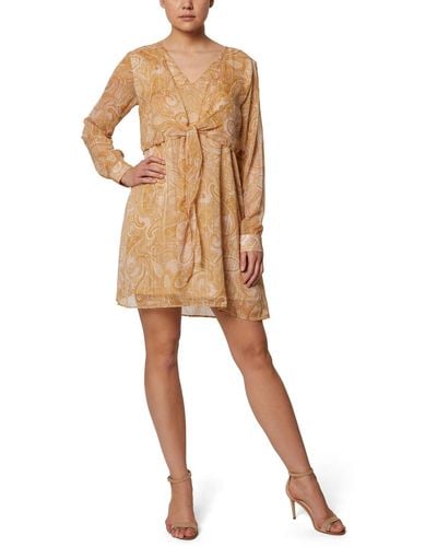 Laundry by Shelli Segal Chiffon Metallic Cocktail And Party Dress - Natural
