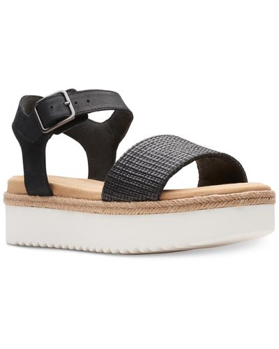 Clarks Lana Shore Ankle Strap Comfort Insole Platform Sandals - Black