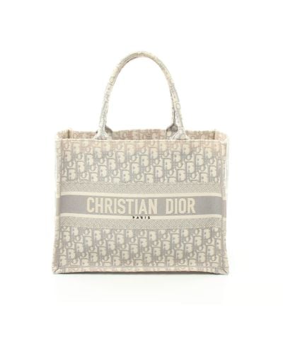 Dior Book Tote Book Tote Medium Handbag Tote Bag Canvas Light Off - Natural