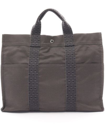 Hermès Yell Line Mm Handbag Tote Bag Nylon Canvas Dark Silver Hardware - Brown