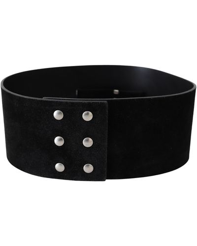 Gianfranco Ferré Elegant Leather Wide Belt With Tone Buckle - Black
