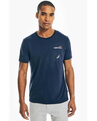 Nautica J-class Logo Graphic Sleep T-shirt in Blue for Men