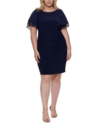 Jessica Howard Ruched Mini Sheath Dress - Blue