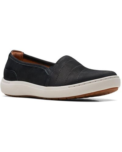 Clarks Nalle Violet Leather Slip On Casual And Fashion Sneakers - Black