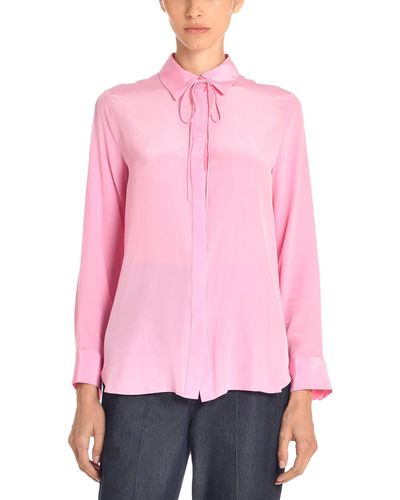 Adam Lippes Shirt With Thin Bow - Pink