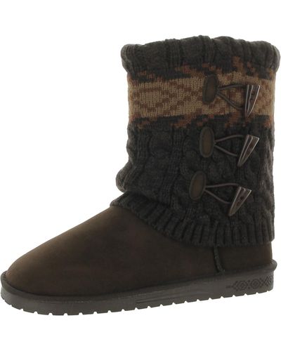 Muk Luks Cheryl Comfort Cozy Sweater Knit Winter & Snow Boots - Black
