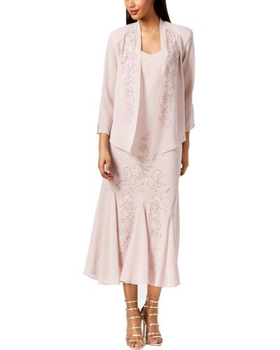R & M Richards Chiffon Sleeveless Dress With Jacket - Pink