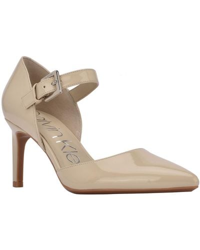 Calvin Klein Sekin 2 Patent Mary Janes D'orsay Heels - White