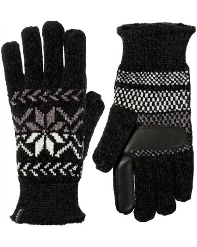 Isotoner Chenille Snowflakes Gloves - Black