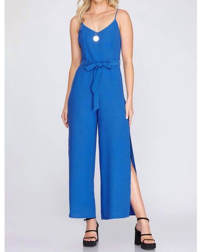 She + Sky Woven Cami Jumpsuit - Blue