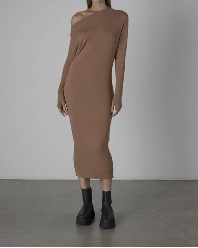 Enza Costa Sweater Knit Slouch Dress - Brown