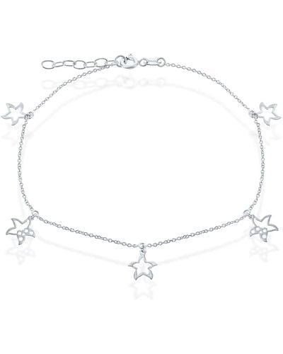 Simona Sterling Dangling Starfish Cut-out Anklet - Metallic