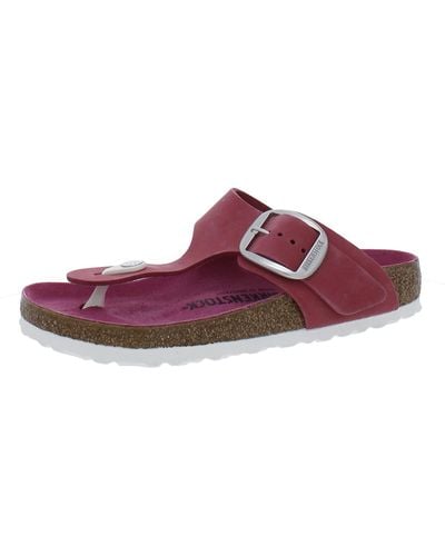Birkenstock Gizeh Big Buckle Nubuck Slide T-strap Sandals - Purple