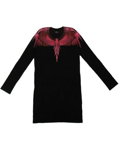 Marcelo Burlon Cotton Pink Wings Mini Dress - Black