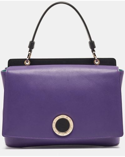 BVLGARI Leather Duet Top Handle Bag - Purple
