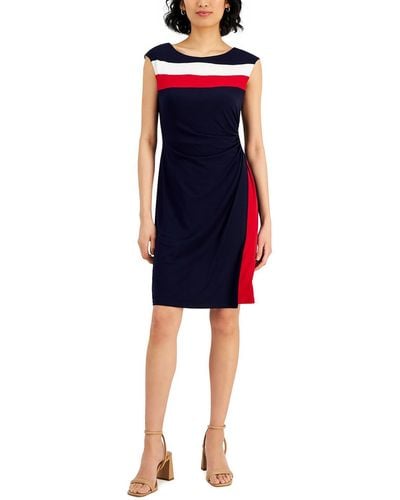 Connected Apparel Office Knee Sheath Dress - Blue
