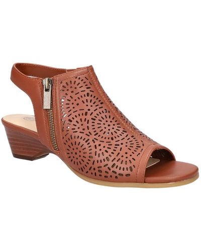 Bella Vita Amiyah Leather Perforated Wedge Sandals - Brown