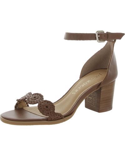 Jack Rogers Lauren Leather Metallic Heels - Brown