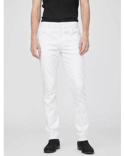 Guess Factory Ledger Solid Cotton Pant - White