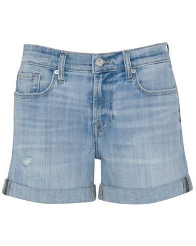 7 For All Mankind Roll Shorts - Blue